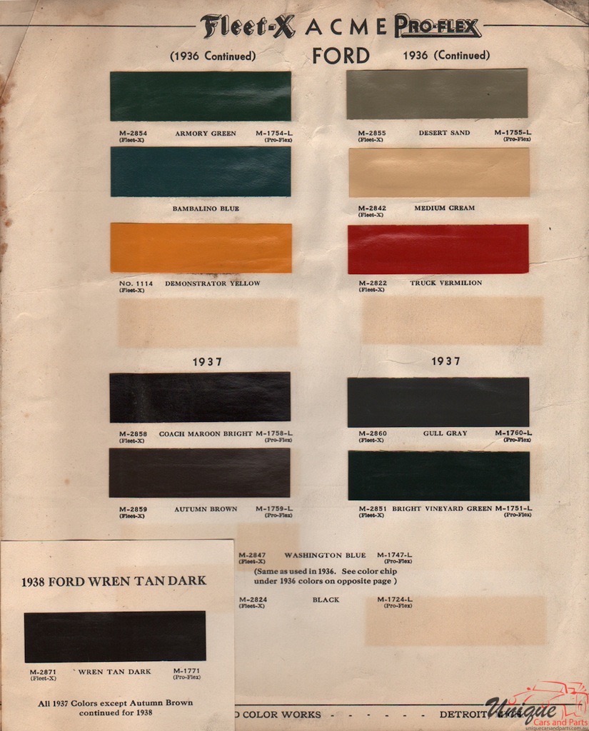 1936 Ford Paint Charts Acme 8